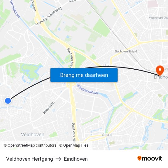 Veldhoven Hertgang to Eindhoven map