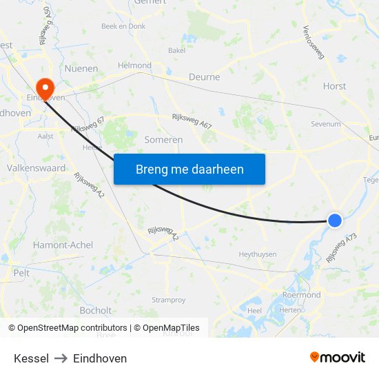 Kessel to Eindhoven map