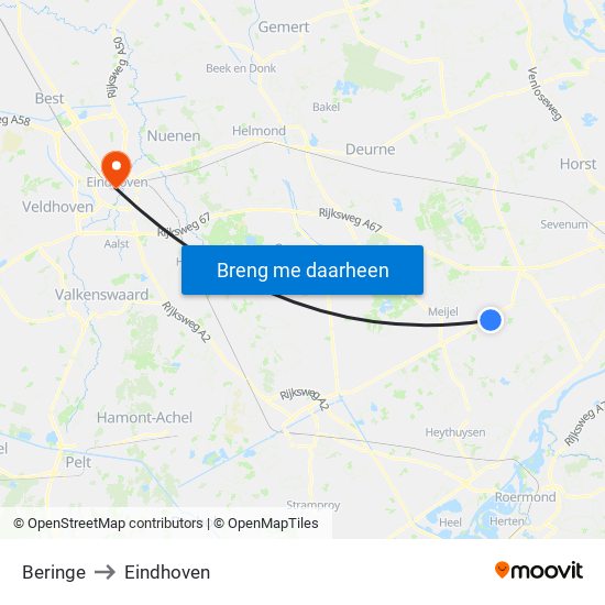 Beringe to Eindhoven map