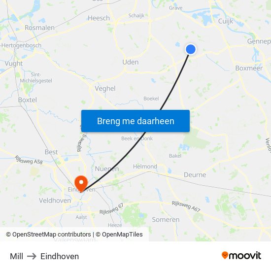 Mill to Eindhoven map