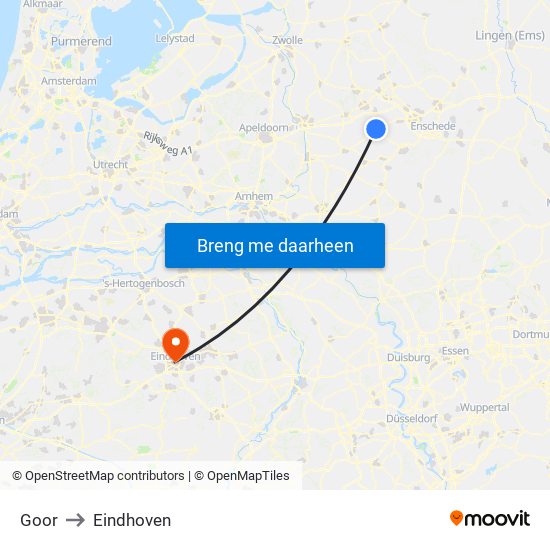 Goor to Eindhoven map