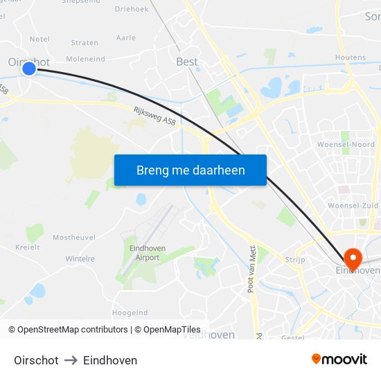 Oirschot to Eindhoven map