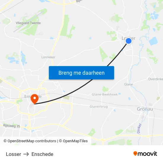 Losser to Enschede map