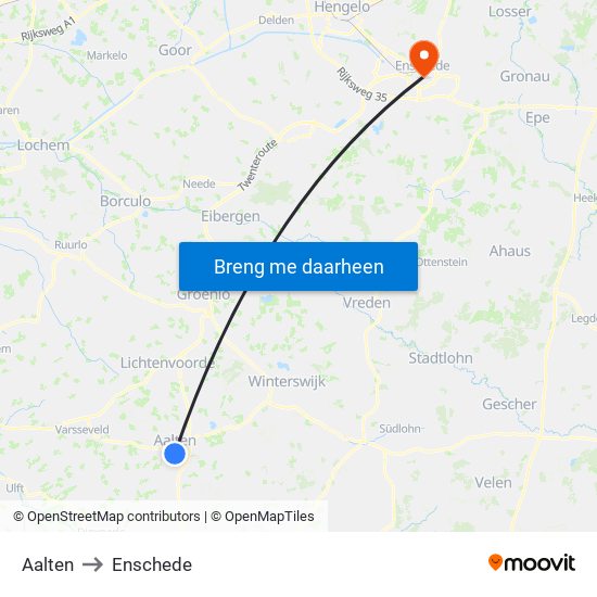 Aalten to Enschede map