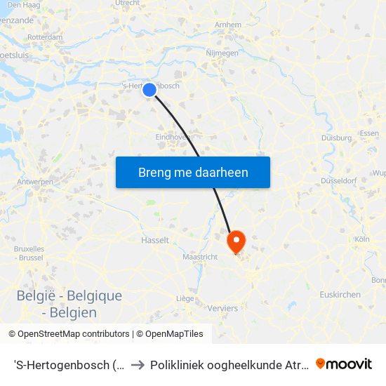 'S-Hertogenbosch (Den Bosch) to Polikliniek oogheelkunde Atrium MC Heerlen map