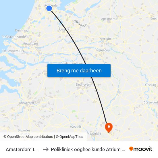 Amsterdam Lelylaan to Polikliniek oogheelkunde Atrium MC Heerlen map
