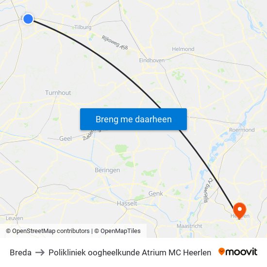 Breda to Polikliniek oogheelkunde Atrium MC Heerlen map