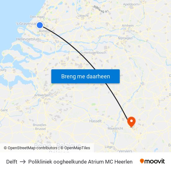 Delft to Polikliniek oogheelkunde Atrium MC Heerlen map