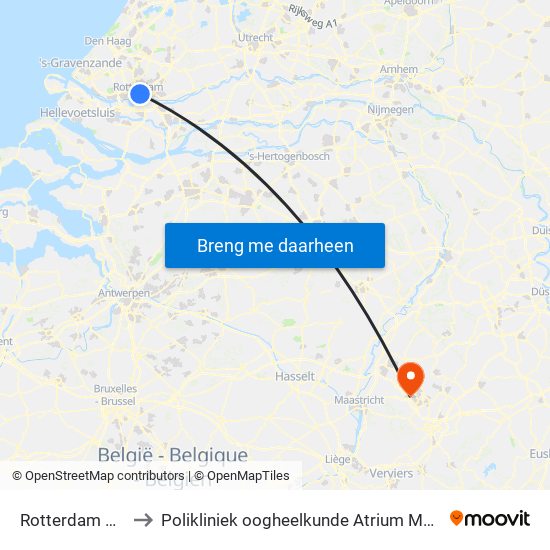 Rotterdam Blaak to Polikliniek oogheelkunde Atrium MC Heerlen map