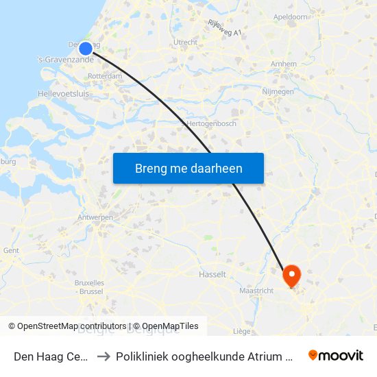 Den Haag Centraal to Polikliniek oogheelkunde Atrium MC Heerlen map