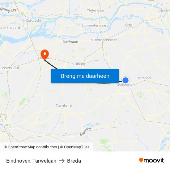 Eindhoven, Tarwelaan to Breda map