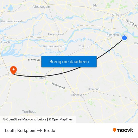 Leuth, Kerkplein to Breda map