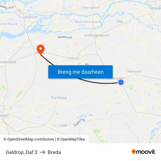 Geldrop, Daf 3 to Breda map