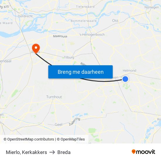 Mierlo, Kerkakkers to Breda map