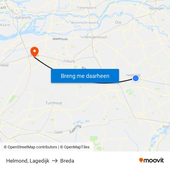 Helmond, Lagedijk to Breda map