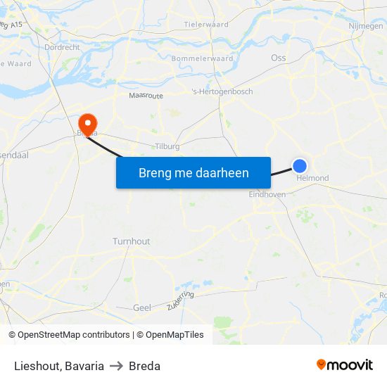 Lieshout, Bavaria to Breda map