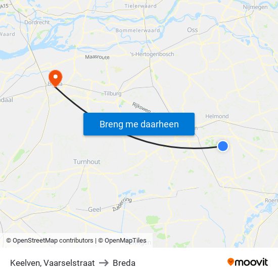 Keelven, Vaarselstraat to Breda map