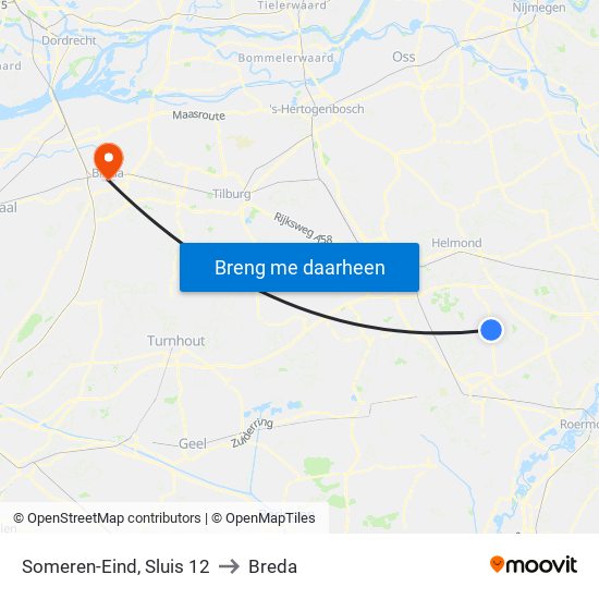 Someren-Eind, Sluis 12 to Breda map