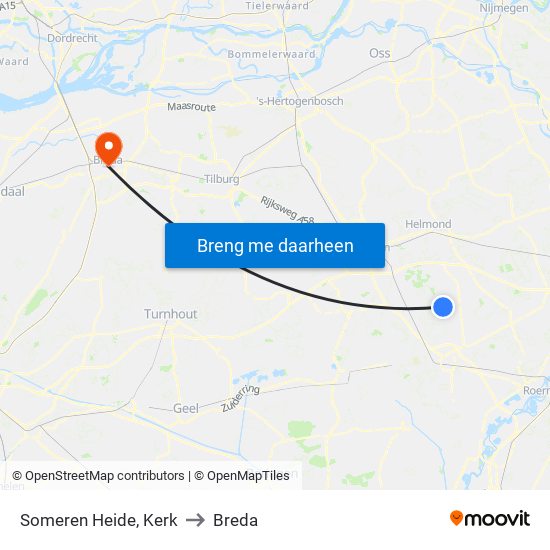 Someren Heide, Kerk to Breda map