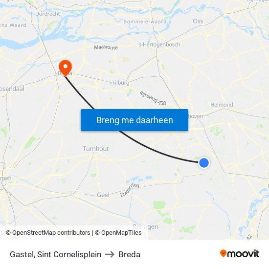 Gastel, Sint Cornelisplein to Breda map