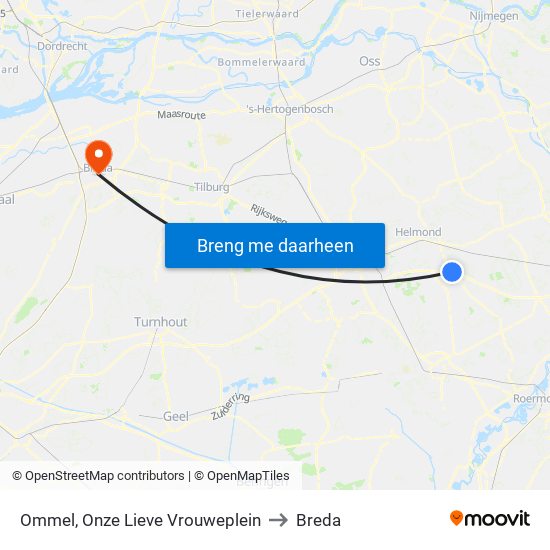 Ommel, Onze Lieve Vrouweplein to Breda map