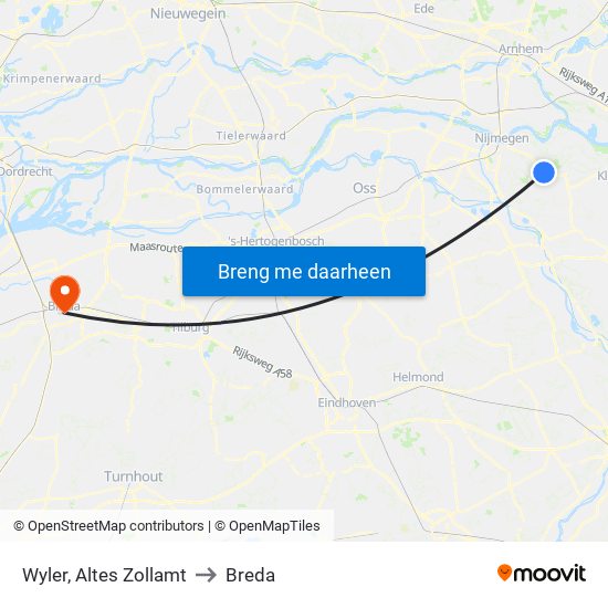 Wyler, Altes Zollamt to Breda map