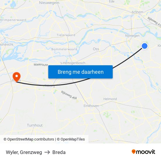 Wyler, Grenzweg to Breda map