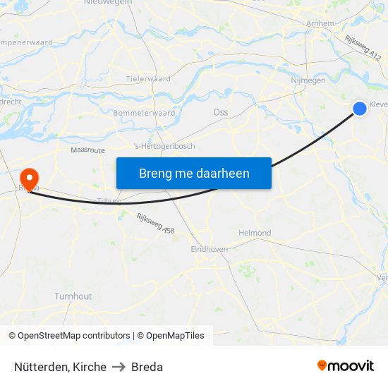 Nütterden, Kirche to Breda map