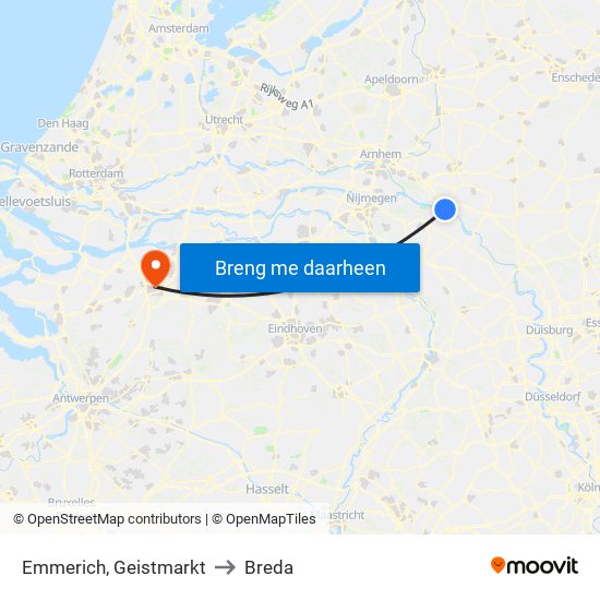 Emmerich, Geistmarkt to Breda map