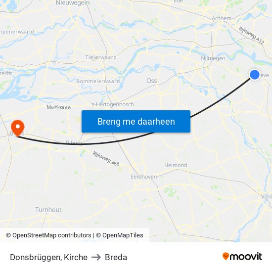 Donsbrüggen, Kirche to Breda map