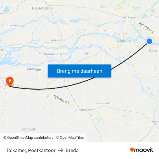 Tolkamer, Postkantoor to Breda map