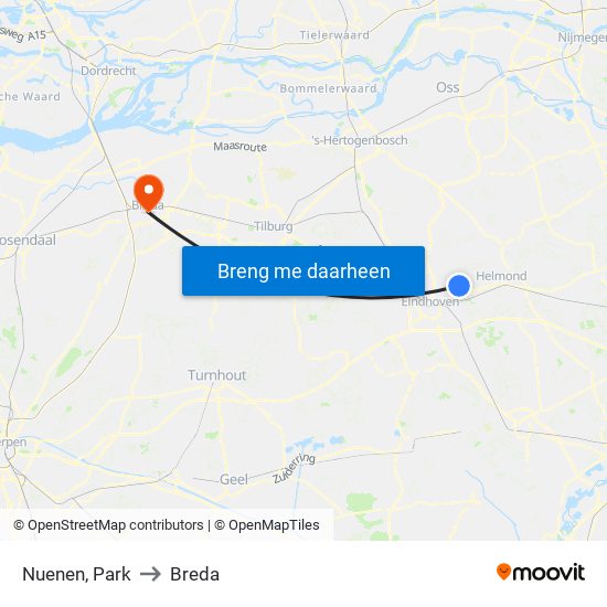 Nuenen, Park to Breda map