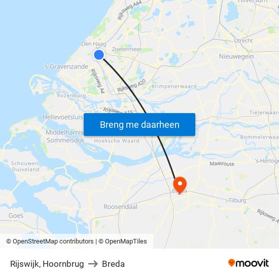 Rijswijk, Hoornbrug to Breda map