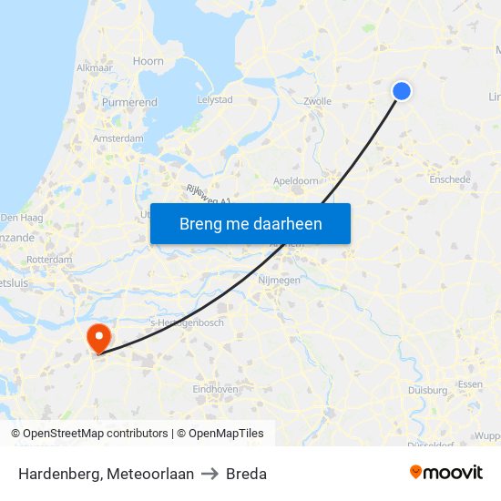 Hardenberg, Meteoorlaan to Breda map