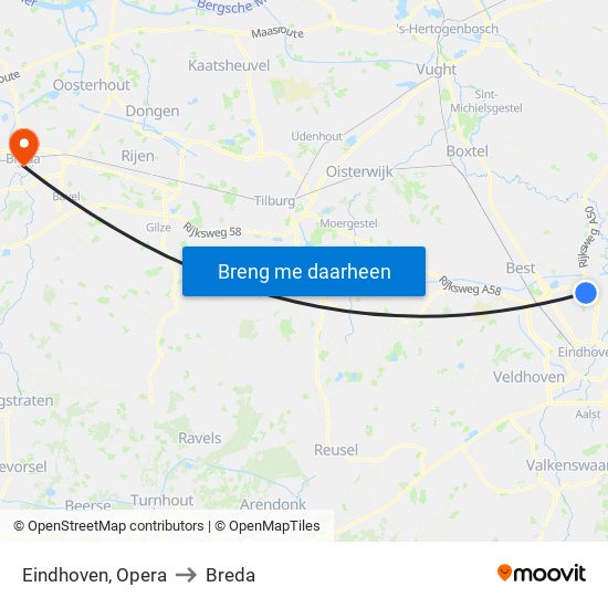 Eindhoven, Opera to Breda map