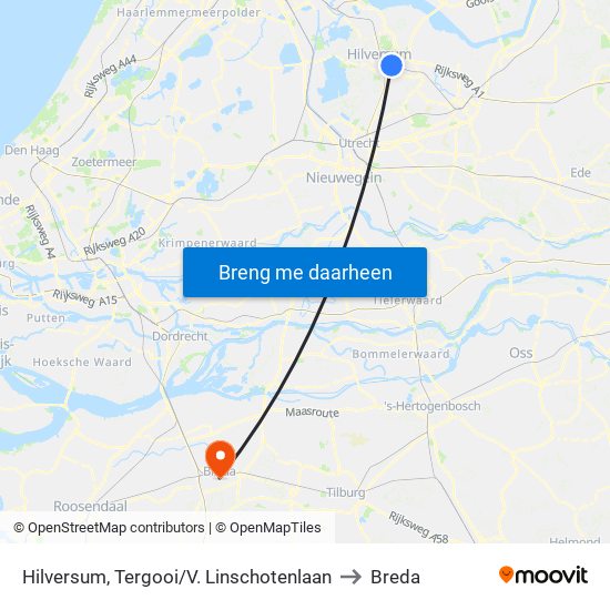 Hilversum, Tergooi/V. Linschotenlaan to Breda map