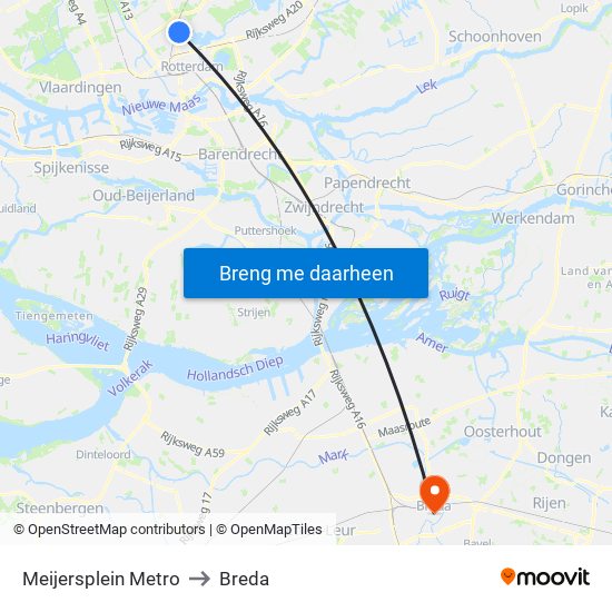 Meijersplein Metro to Breda map