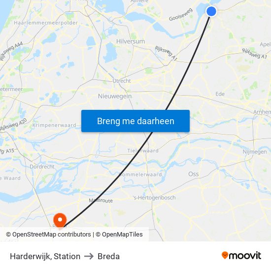 Harderwijk, Station to Breda map