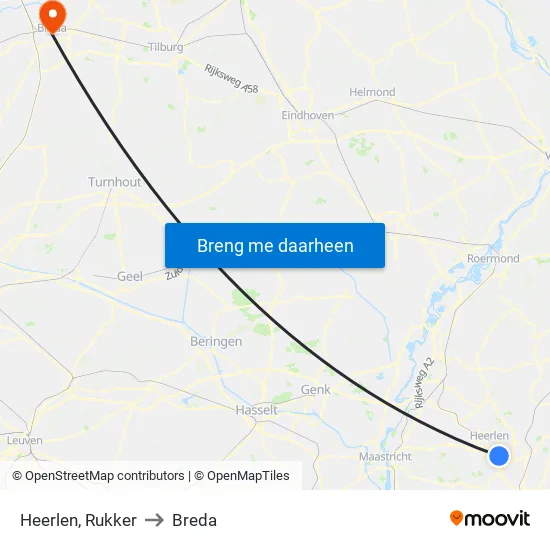 Heerlen, Rukker to Breda map