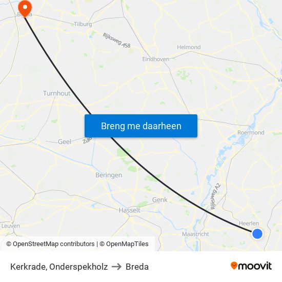 Kerkrade, Onderspekholz to Breda map