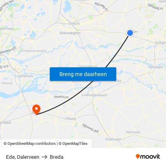 Ede, Dalerveen to Breda map
