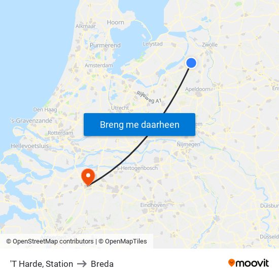 'T Harde, Station to Breda map