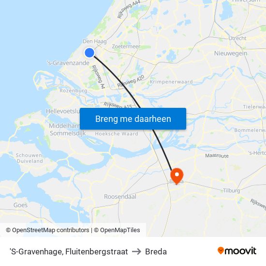 'S-Gravenhage, Fluitenbergstraat to Breda map