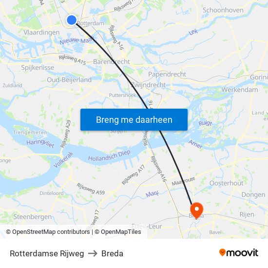 Rotterdamse Rijweg to Breda map