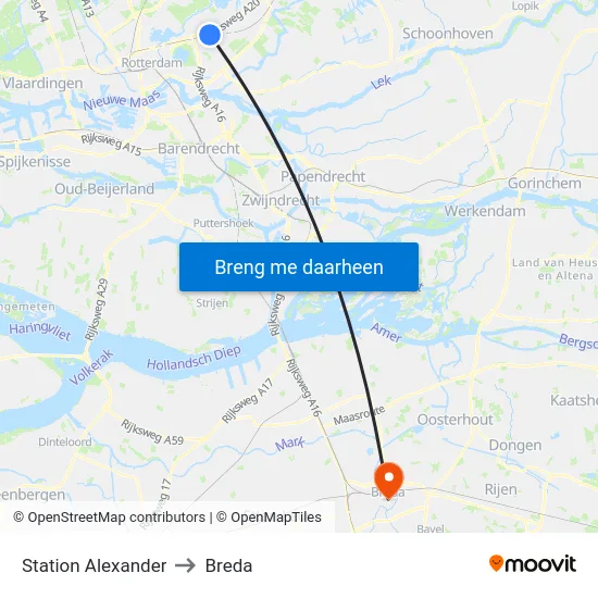 Station Alexander to Breda map