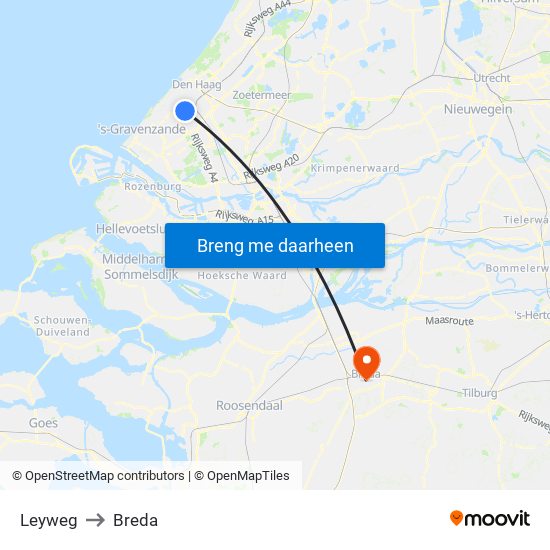 Leyweg to Breda map