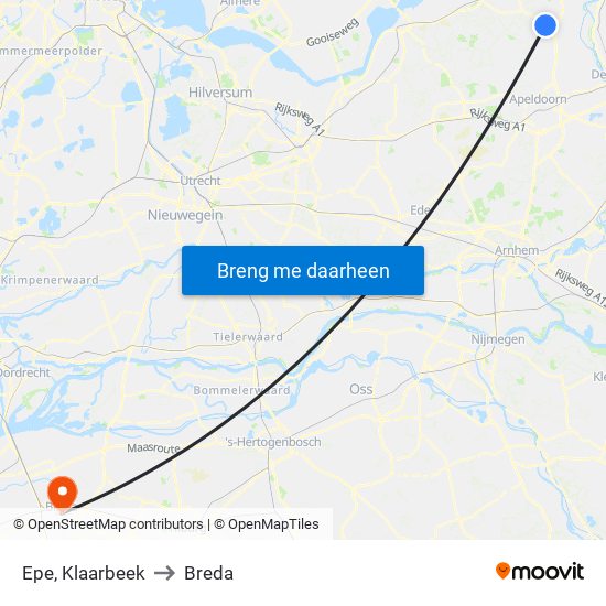 Epe, Klaarbeek to Breda map