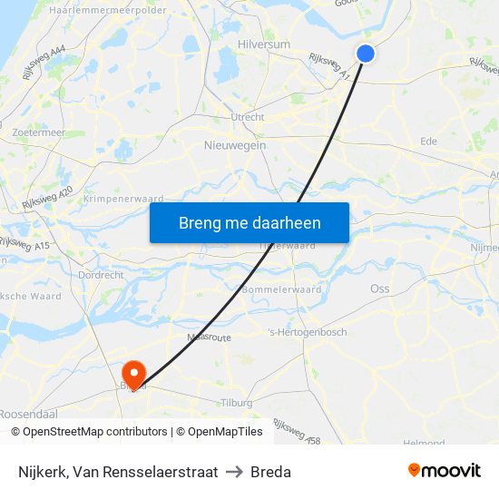 Nijkerk, Van Rensselaerstraat to Breda map