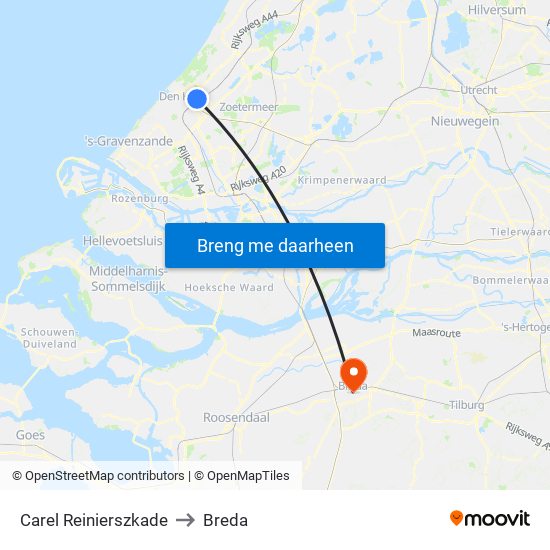 Carel Reinierszkade to Breda map