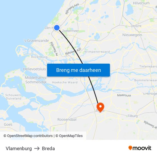 Vlamenburg to Breda map